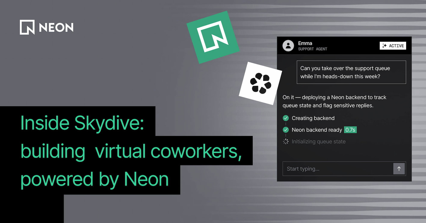 Skydive virtual coworkers powered by Neon